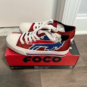 NFL Official Buffalo Bills Canvas Sneakers, Glittery Red, Size 7